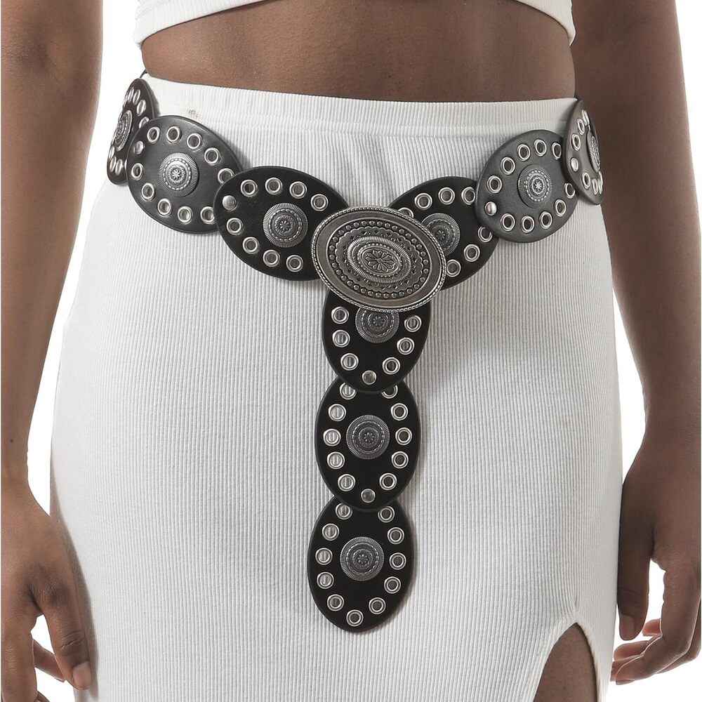 4829 Western Belts For Women, Vintage Leather Belts Boho Waist Belts Concho